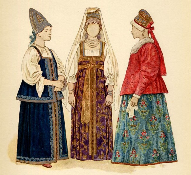 Женские костюмы на руси